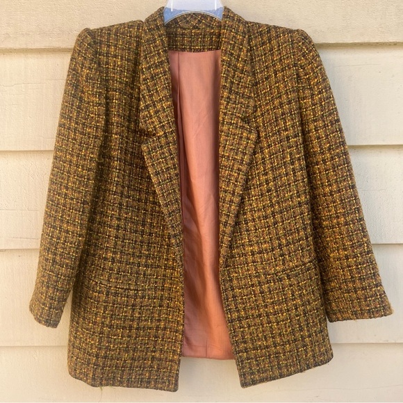 Michele Jackets & Blazers - Vintage Michele brown tweed open jacket